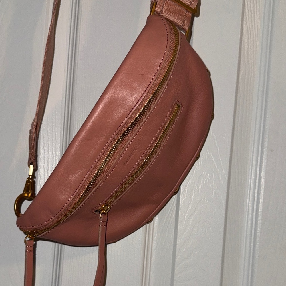 Hammitt Rosewood Leather Crossbody Belt Bag with Gold Hardware